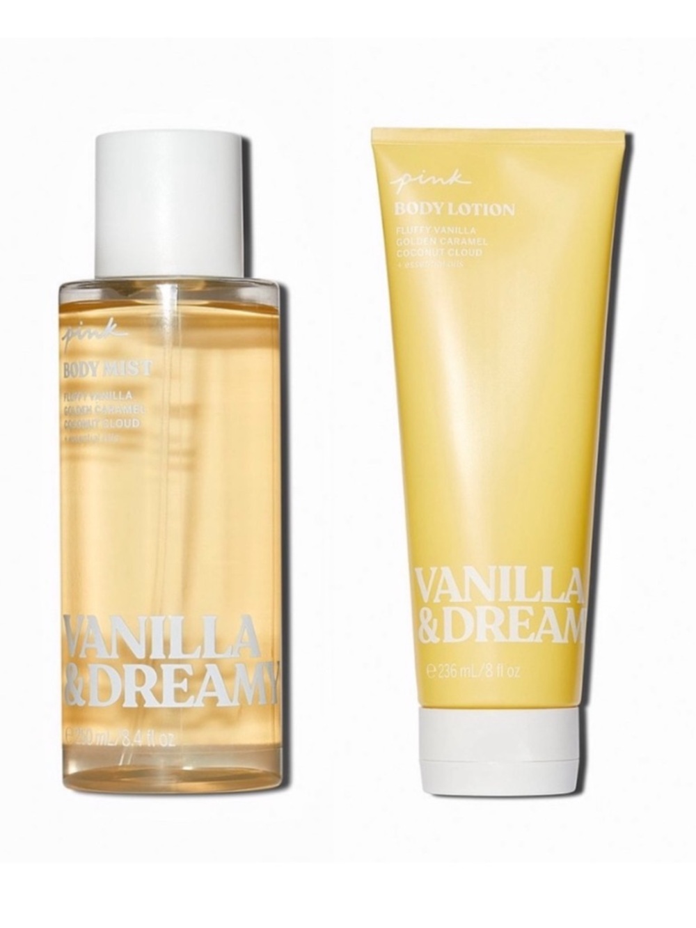 VICTORIA’S SECRET PINK “Vanilla & Dreamy” body lotion and mist set💛💛